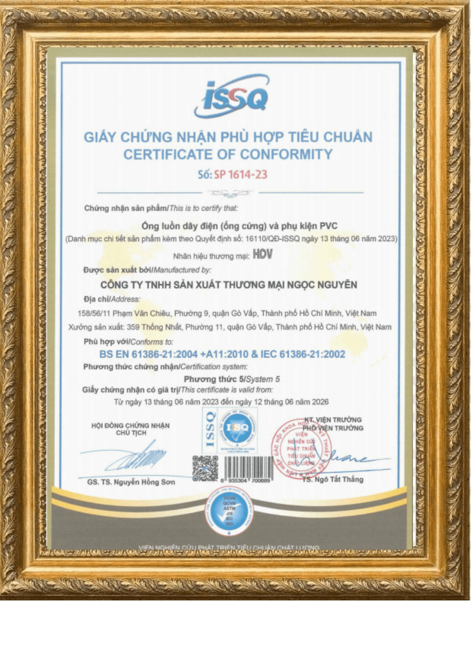 Chứng nhận BS EN & IEC