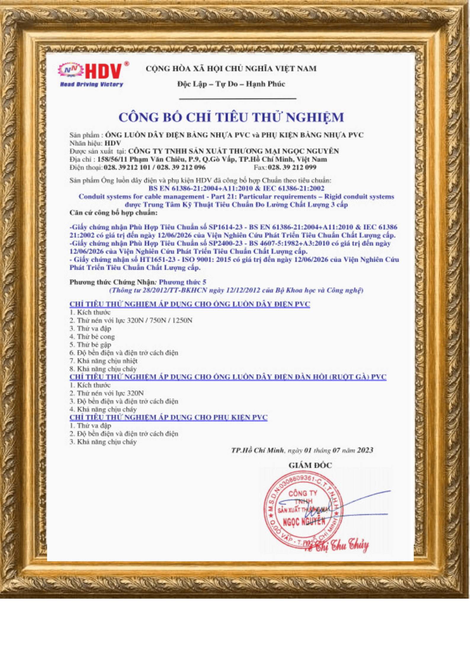 Công bố tiêu chuẩn