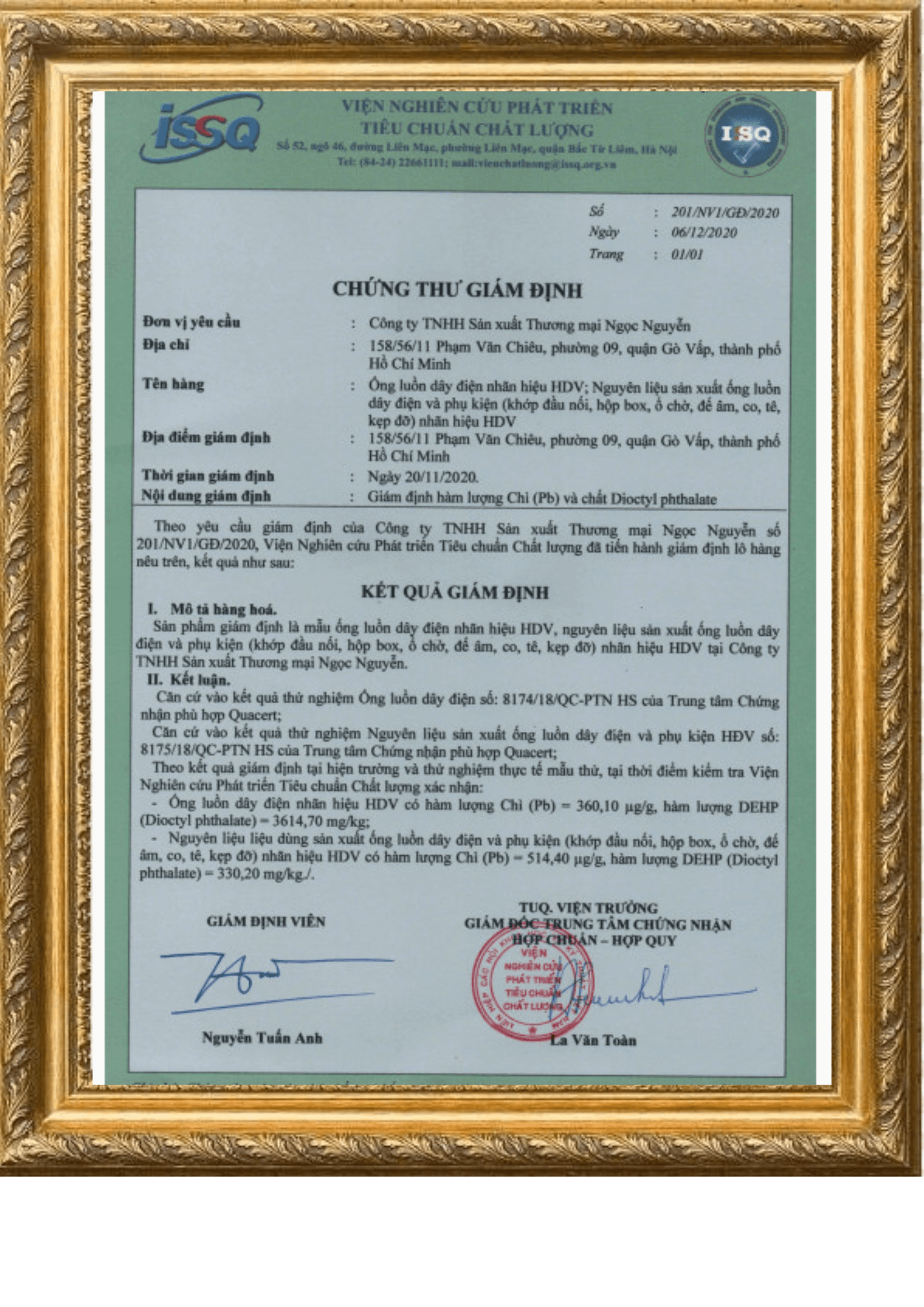 Chứng thư Xanh-Sạch